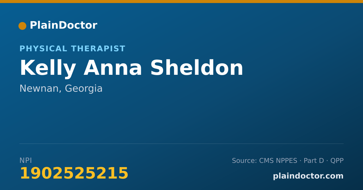 Shareable card for Kelly Anna Sheldon - Physical Therapist, Newnan, GA