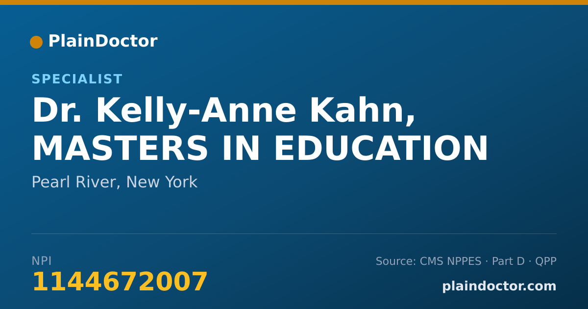 Shareable card for Kelly-Anne Kahn, MASTERS IN EDUCATION - Specialist, Pearl River, NY