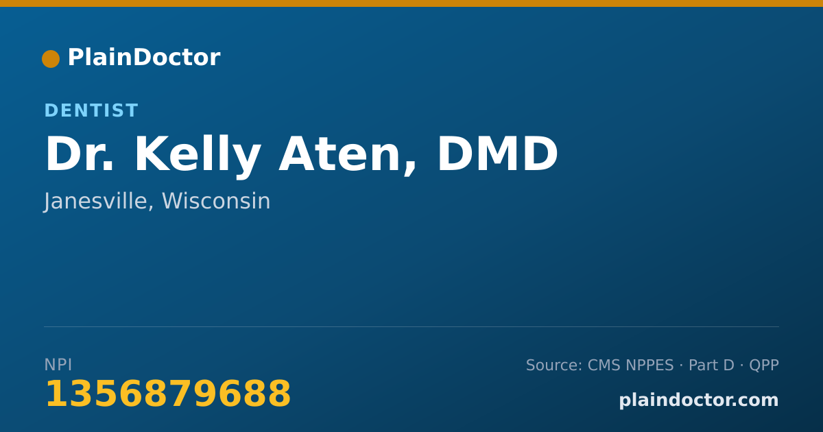 Shareable card for Kelly Aten, DMD - Dentist, Janesville, WI
