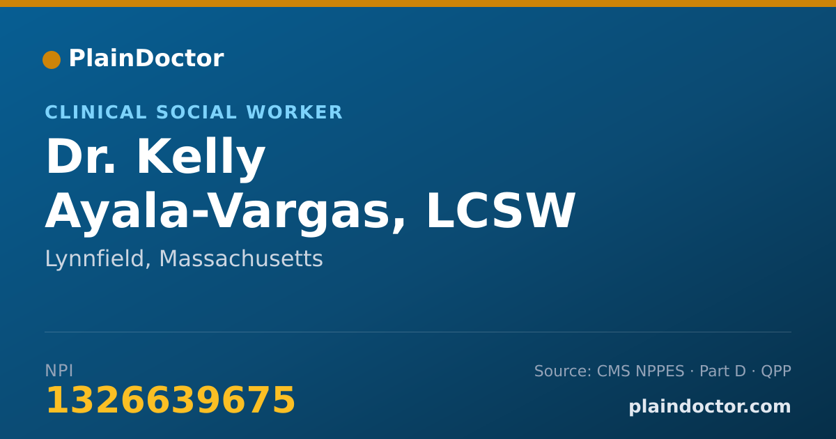 Shareable card for Kelly Ayala-Vargas, LCSW - Clinical Social Worker, Lynnfield, MA