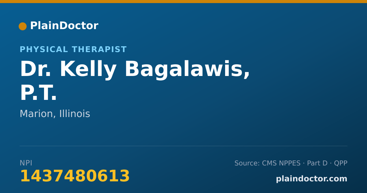 Shareable card for Kelly Bagalawis, P.T. - Physical Therapist, Marion, IL