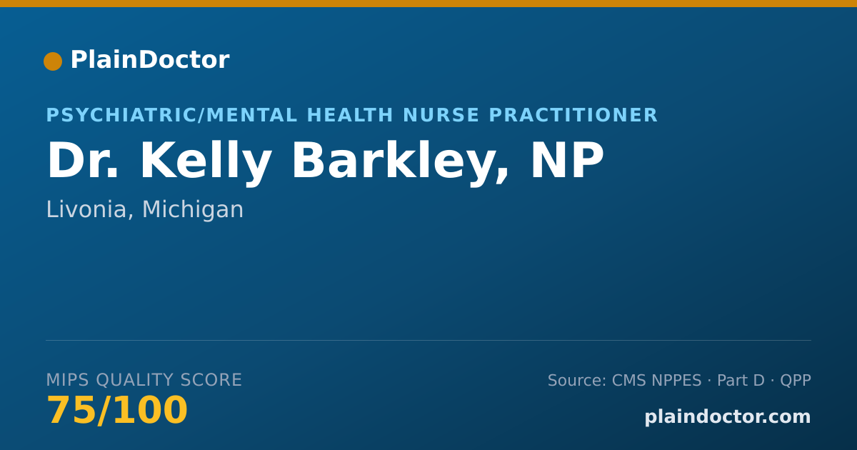 Shareable card for Kelly Barkley, NP - Psychiatric/Mental Health Nurse Practitioner, Livonia, MI