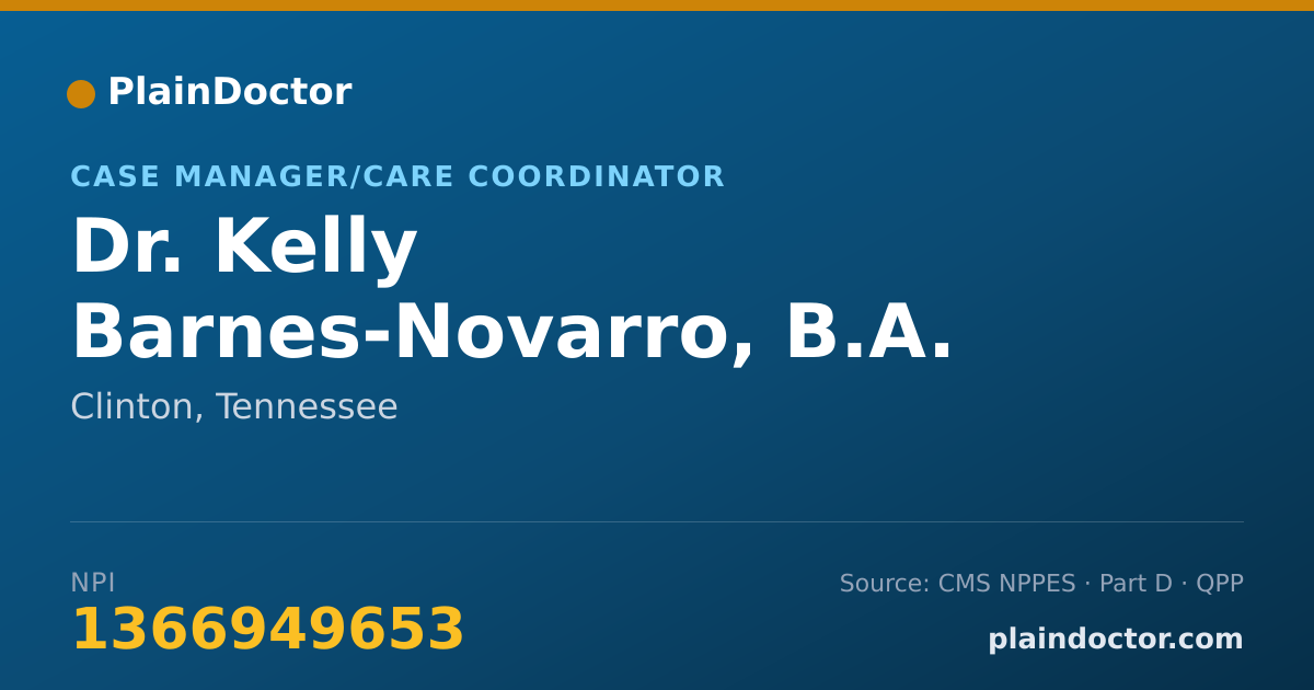 Shareable card for Kelly Barnes-Novarro, B.A. - Case Manager/Care Coordinator, Clinton, TN