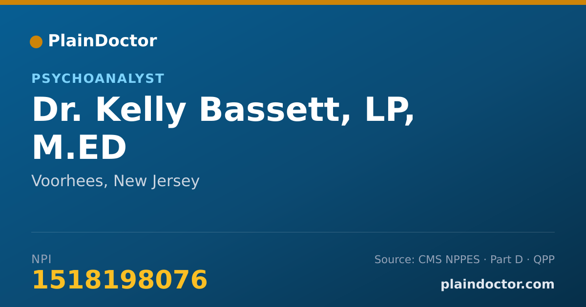 Shareable card for Kelly Bassett, LP, M.ED - Psychoanalyst, Voorhees, NJ