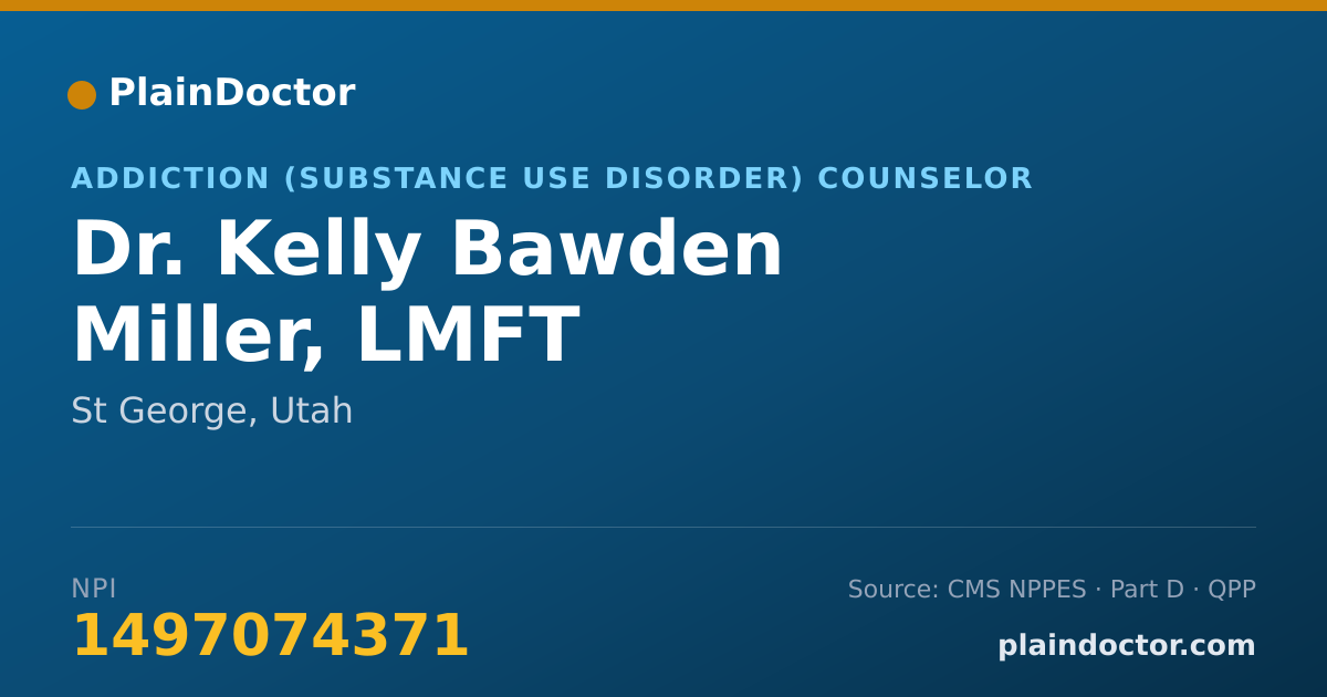 Shareable card for Kelly Bawden Miller, LMFT - Addiction (Substance Use Disorder) Counselor, St George, UT