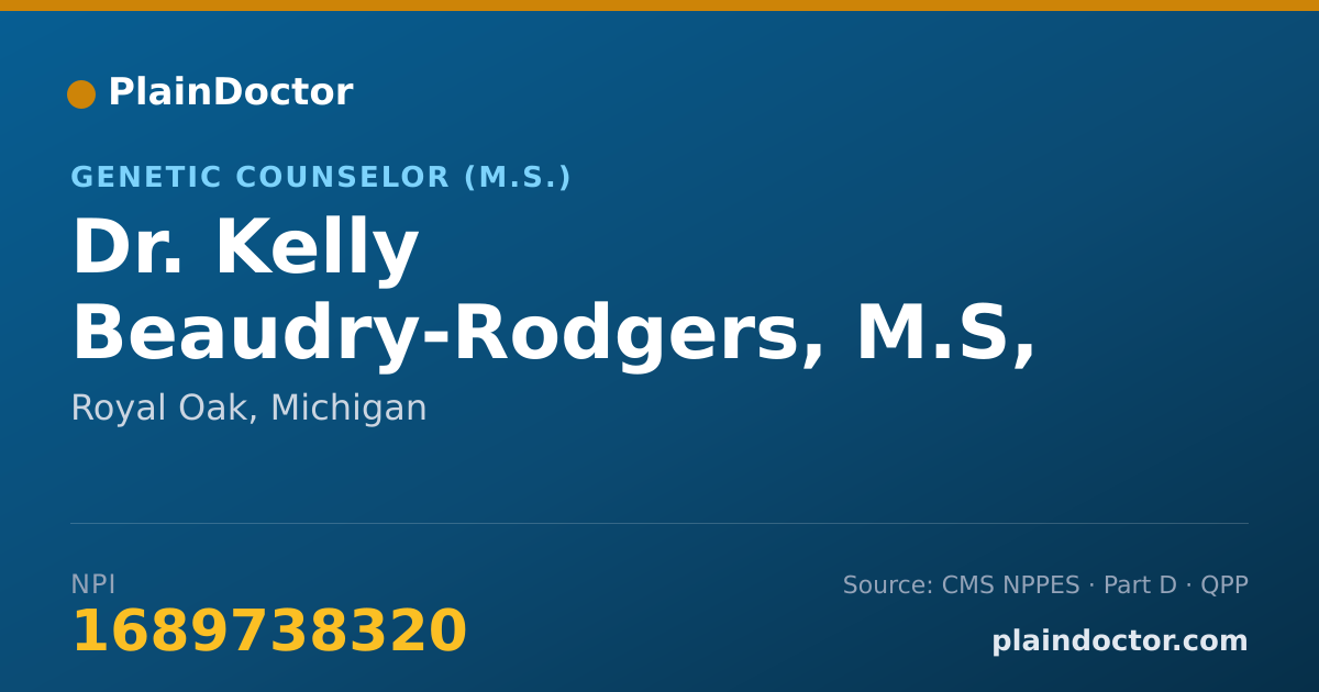 Shareable card for Kelly Beaudry-Rodgers, M.S, C.G.C. - Genetic Counselor (M.S.), Royal Oak, MI