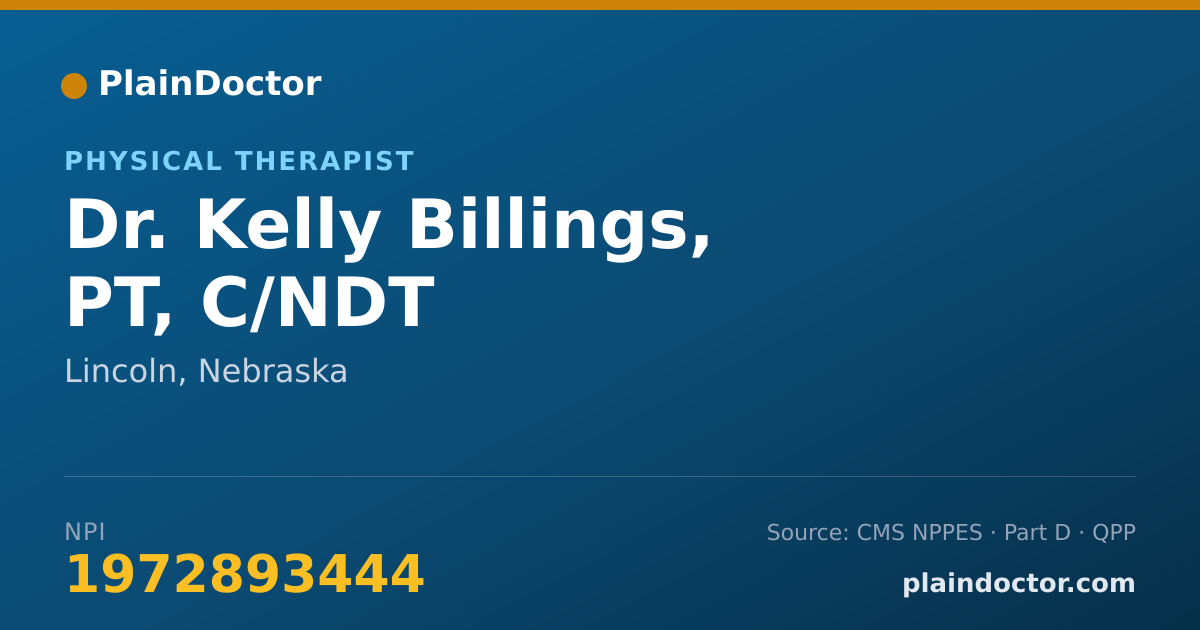 Shareable card for Kelly Billings, PT, C/NDT - Physical Therapist, Lincoln, NE
