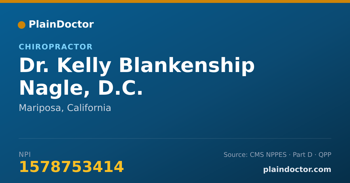 Shareable card for Kelly Blankenship Nagle, D.C. - Chiropractor, Mariposa, CA