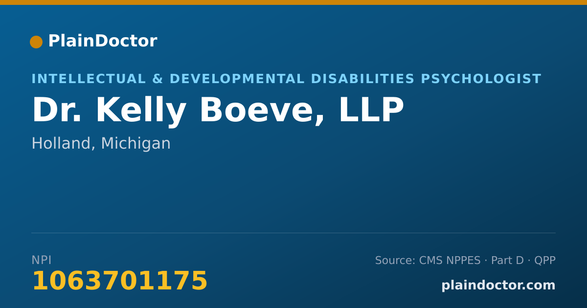 Shareable card for Kelly Boeve, LLP - Intellectual & Developmental Disabilities Psychologist, Holland, MI