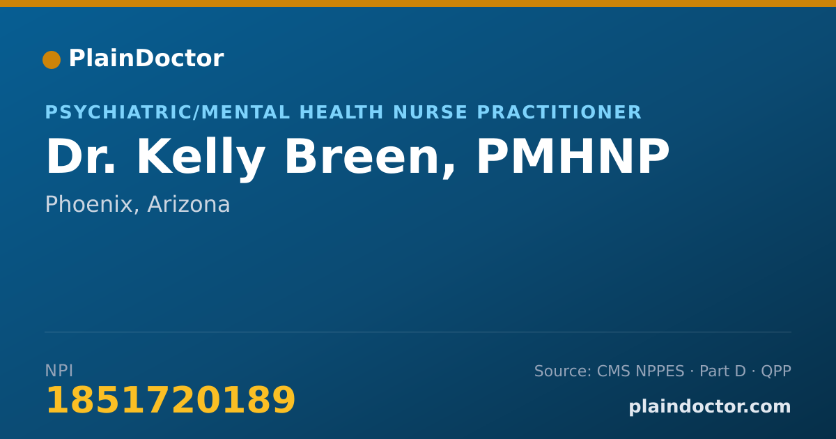 Shareable card for Kelly Breen, PMHNP - Psychiatric/Mental Health Nurse Practitioner, Phoenix, AZ