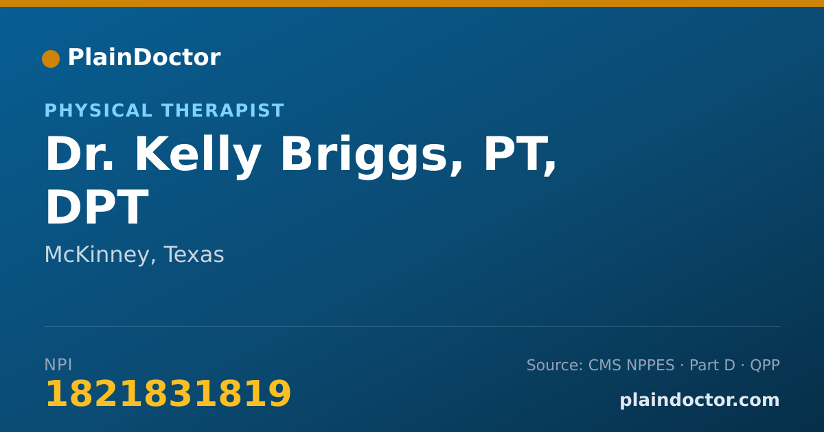 Shareable card for Kelly Briggs, PT, DPT - Physical Therapist, McKinney, TX