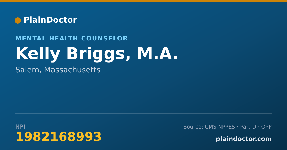 Shareable card for Kelly Briggs, M.A. - Mental Health Counselor, Salem, MA