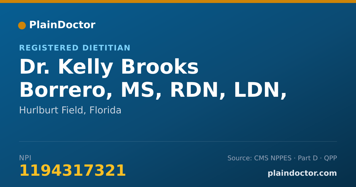 Shareable card for Kelly Brooks Borrero, MS, RDN, LDN, CNSC - Registered Dietitian, Hurlburt Field, FL