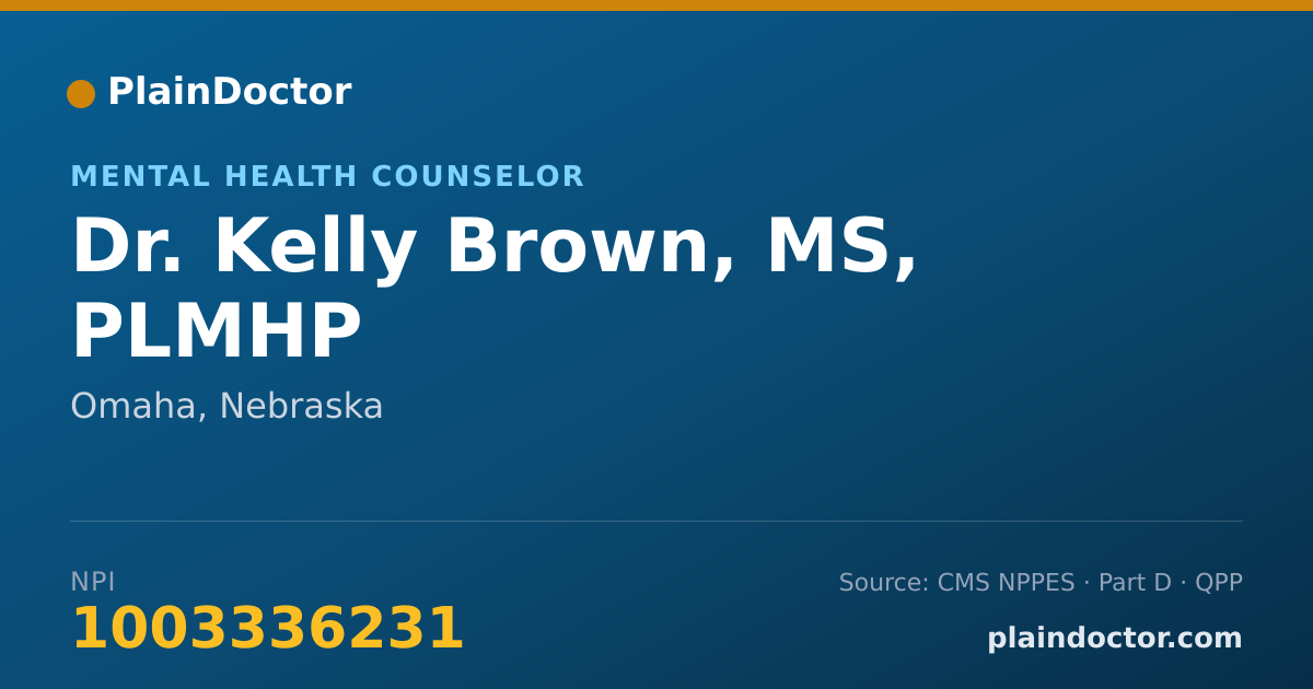 Shareable card for Kelly Brown, MS, PLMHP - Mental Health Counselor, Omaha, NE