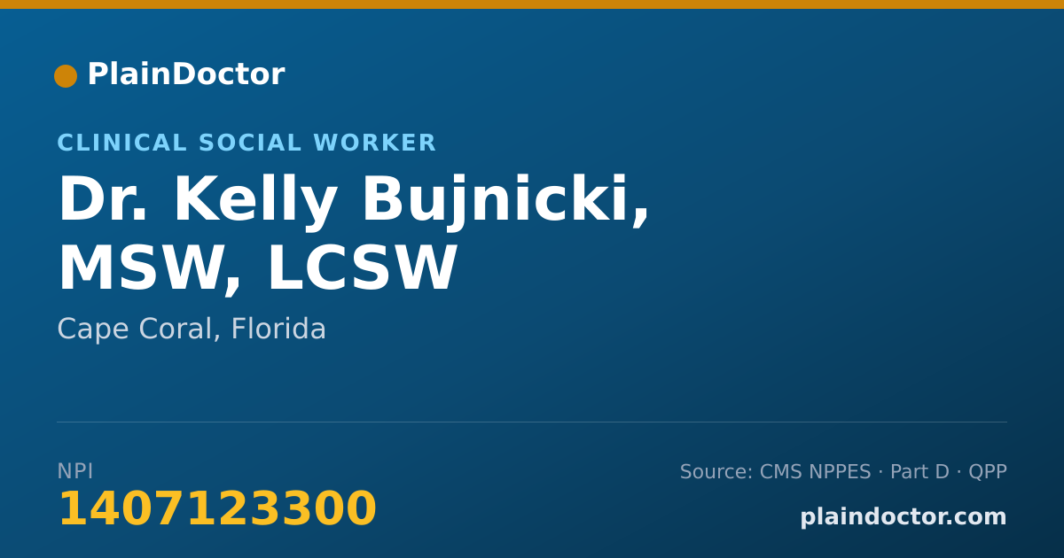 Shareable card for Kelly Bujnicki, MSW, LCSW - Clinical Social Worker, Cape Coral, FL