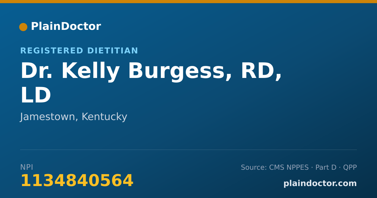 Shareable card for Kelly Burgess, RD, LD - Registered Dietitian, Jamestown, KY