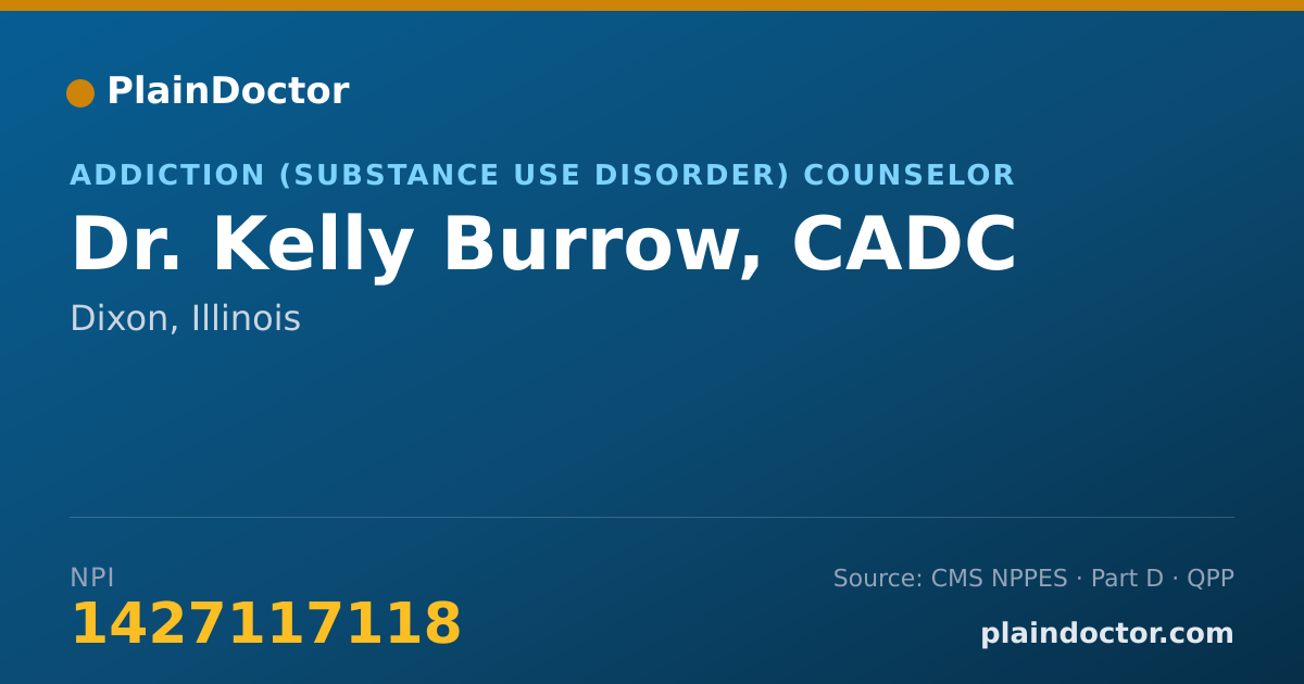 Shareable card for Kelly Burrow, CADC - Addiction (Substance Use Disorder) Counselor, Dixon, IL