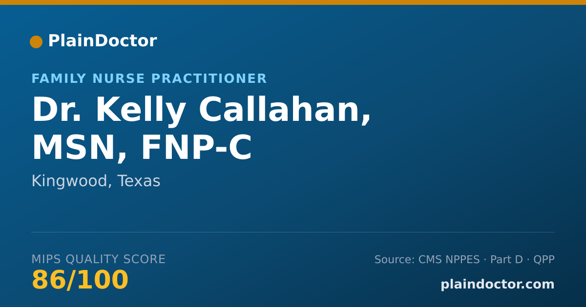 Shareable card for Kelly Callahan, MSN, FNP-C - Family Nurse Practitioner, Kingwood, TX