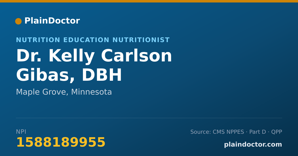 Shareable card for Kelly Carlson Gibas, DBH - Nutrition Education Nutritionist, Maple Grove, MN