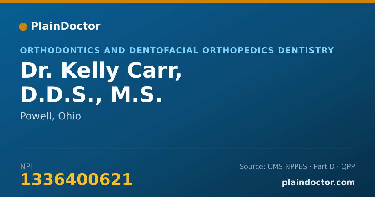 Shareable card for Kelly Carr, D.D.S., M.S. - Orthodontics and Dentofacial Orthopedics Dentistry, Powell, OH