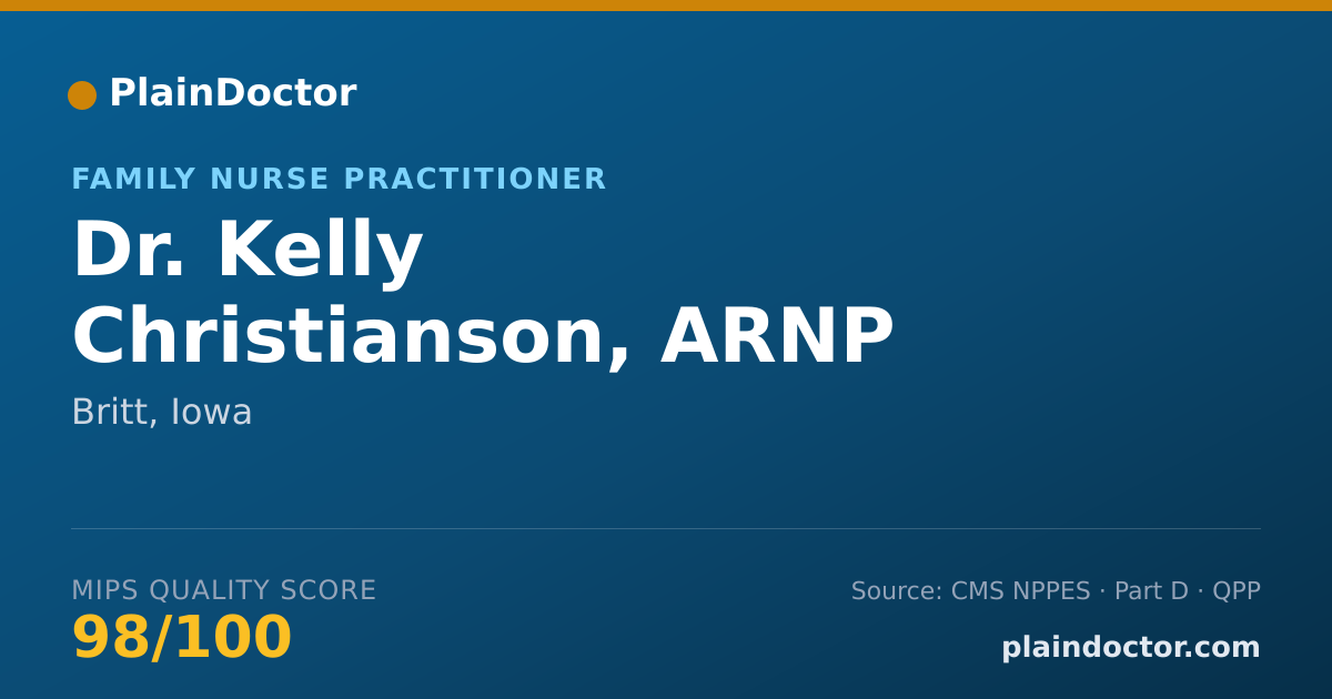 Shareable card for Kelly Christianson, ARNP - Family Nurse Practitioner, Britt, IA
