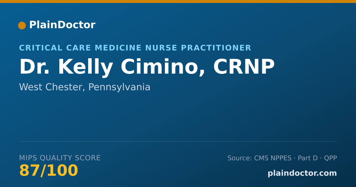 Shareable card for Kelly Cimino, CRNP - Critical Care Medicine Nurse Practitioner, West Chester, PA