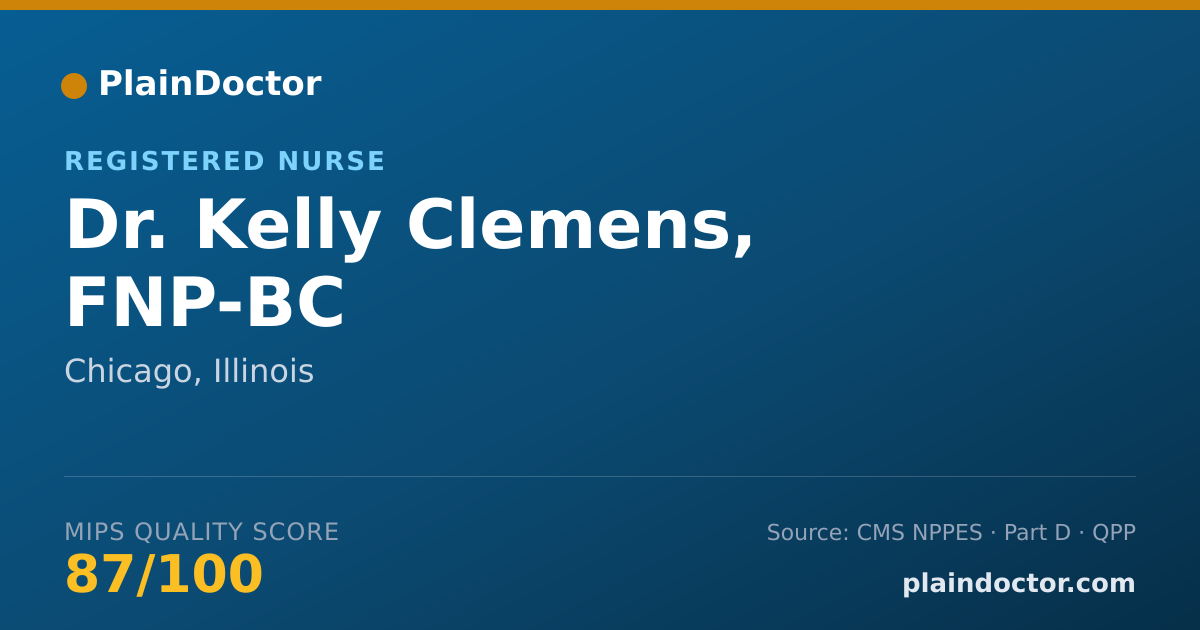Shareable card for Kelly Clemens, FNP-BC - Registered Nurse, Chicago, IL