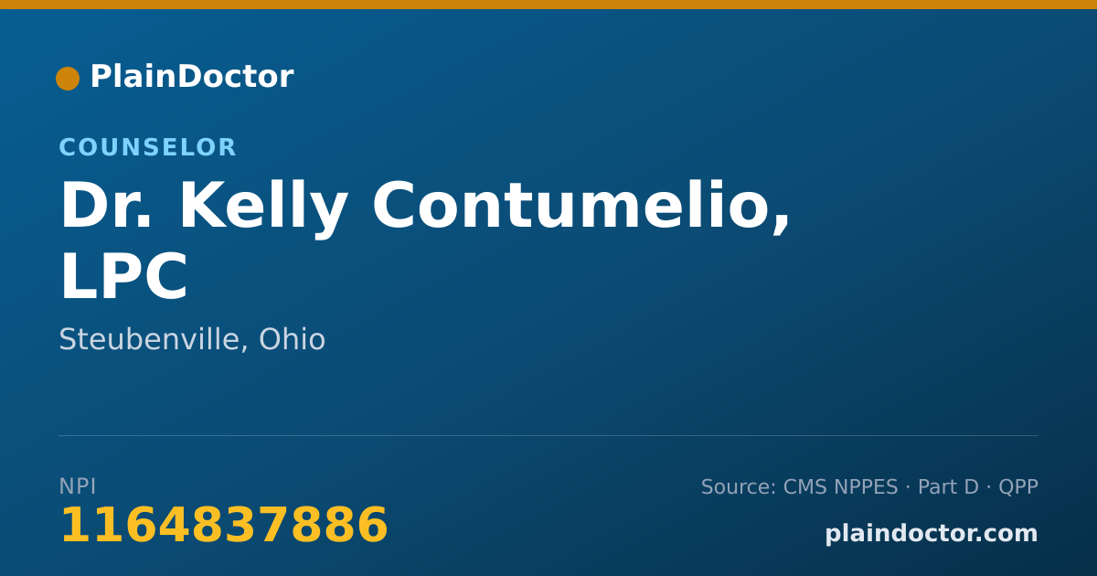Shareable card for Kelly Contumelio, LPC - Counselor, Steubenville, OH