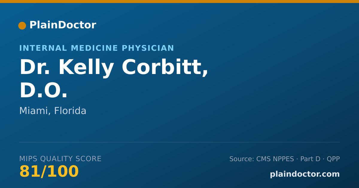 Shareable card for Kelly Corbitt, D.O. - Internal Medicine Physician, Miami, FL