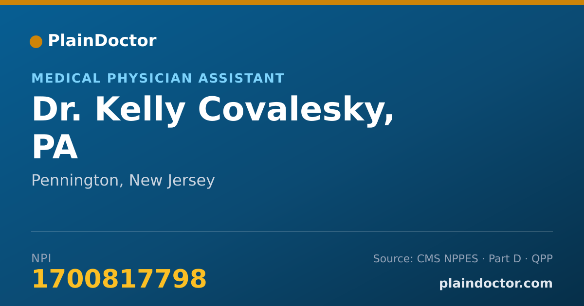 Shareable card for Kelly Covalesky, PA - Medical Physician Assistant, Pennington, NJ