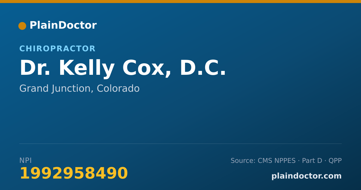 Shareable card for Kelly Cox, D.C. - Chiropractor, Grand Junction, CO
