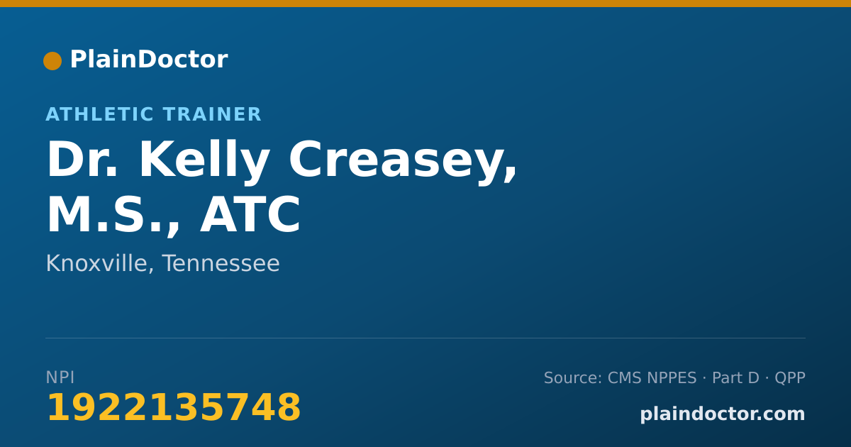 Shareable card for Kelly Creasey, M.S., ATC - Athletic Trainer, Knoxville, TN