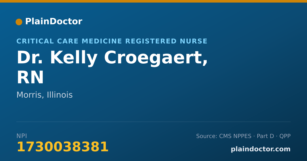 Shareable card for Kelly Croegaert, RN - Critical Care Medicine Registered Nurse, Morris, IL