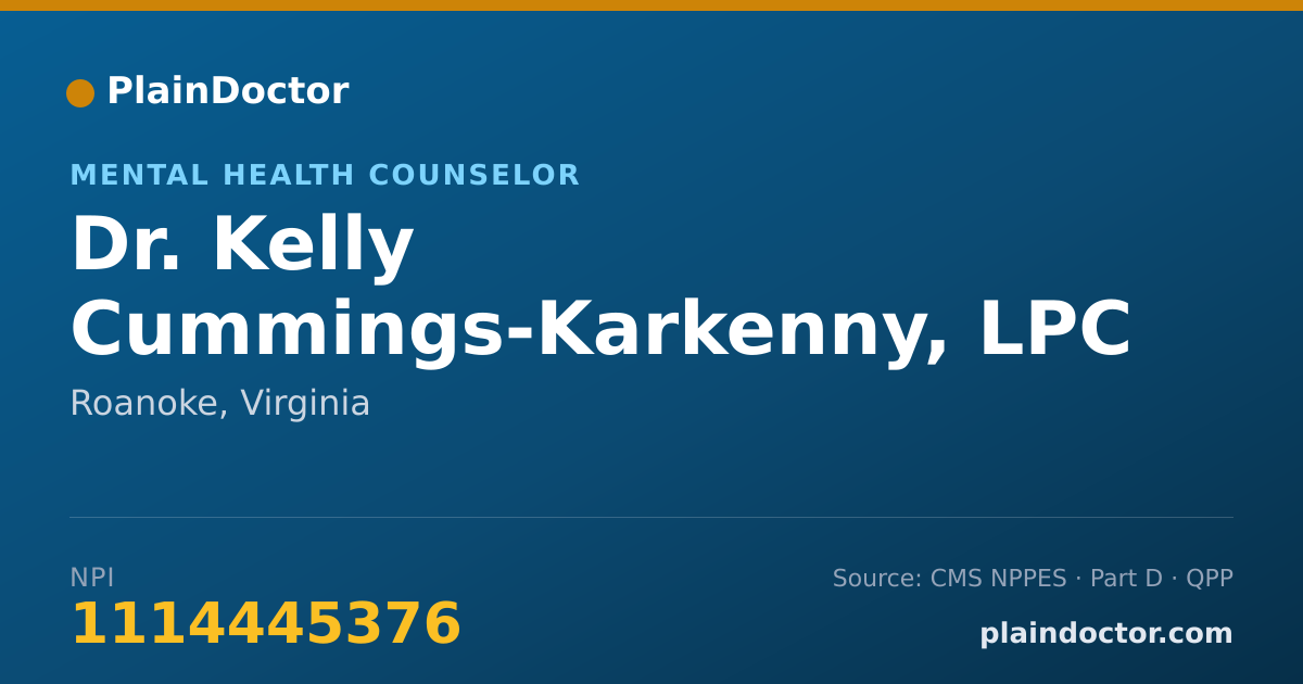 Shareable card for Kelly Cummings-Karkenny, LPC - Mental Health Counselor, Roanoke, VA