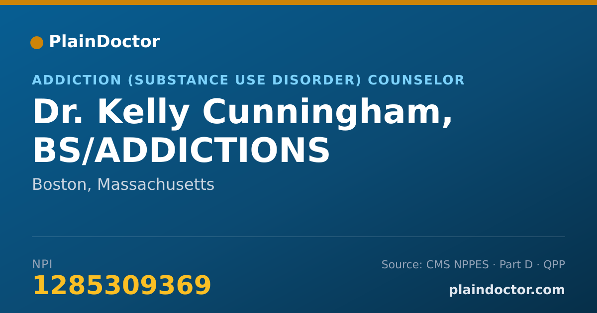 Shareable card for Kelly Cunningham, BS/ADDICTIONS - Addiction (Substance Use Disorder) Counselor, Boston, MA