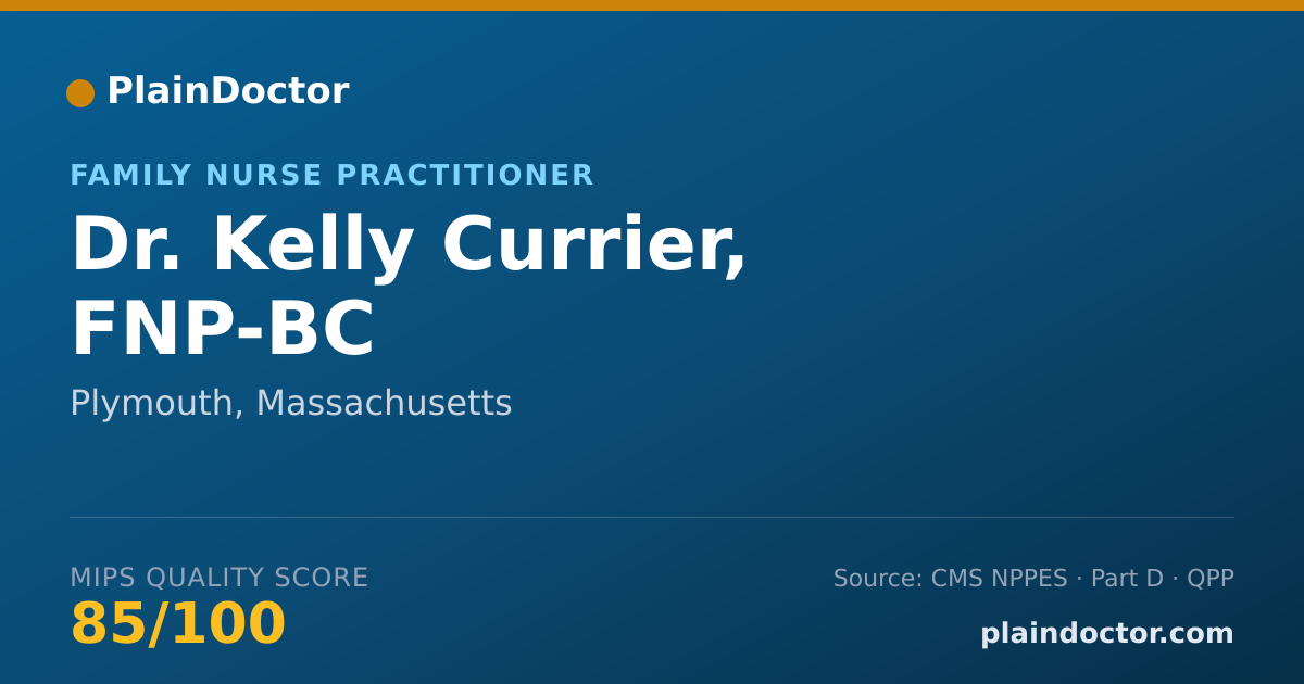 Shareable card for Kelly Currier, FNP-BC - Family Nurse Practitioner, Plymouth, MA