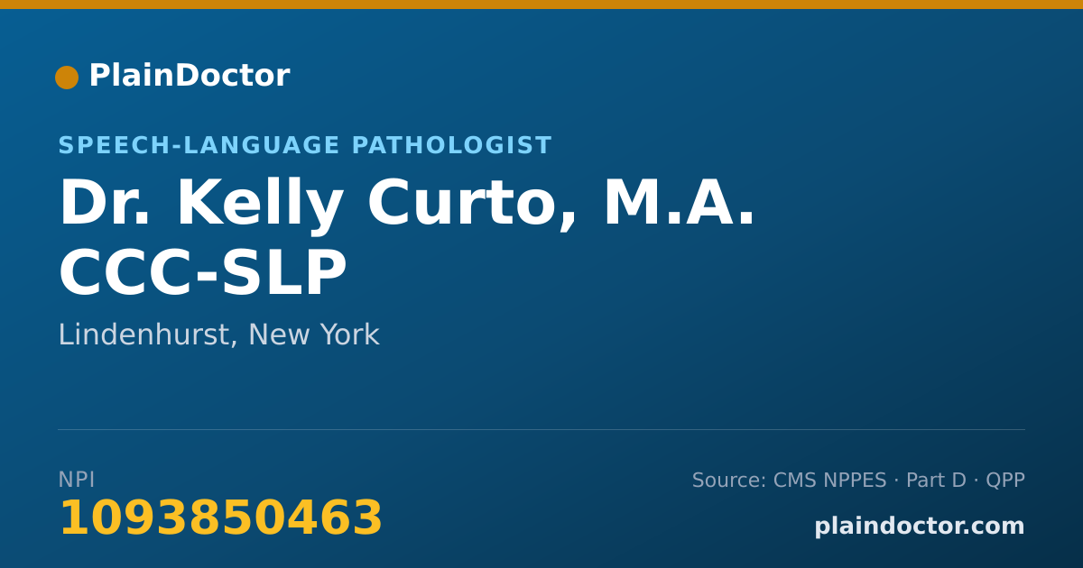 Shareable card for Kelly Curto, M.A. CCC-SLP - Speech-Language Pathologist, Lindenhurst, NY
