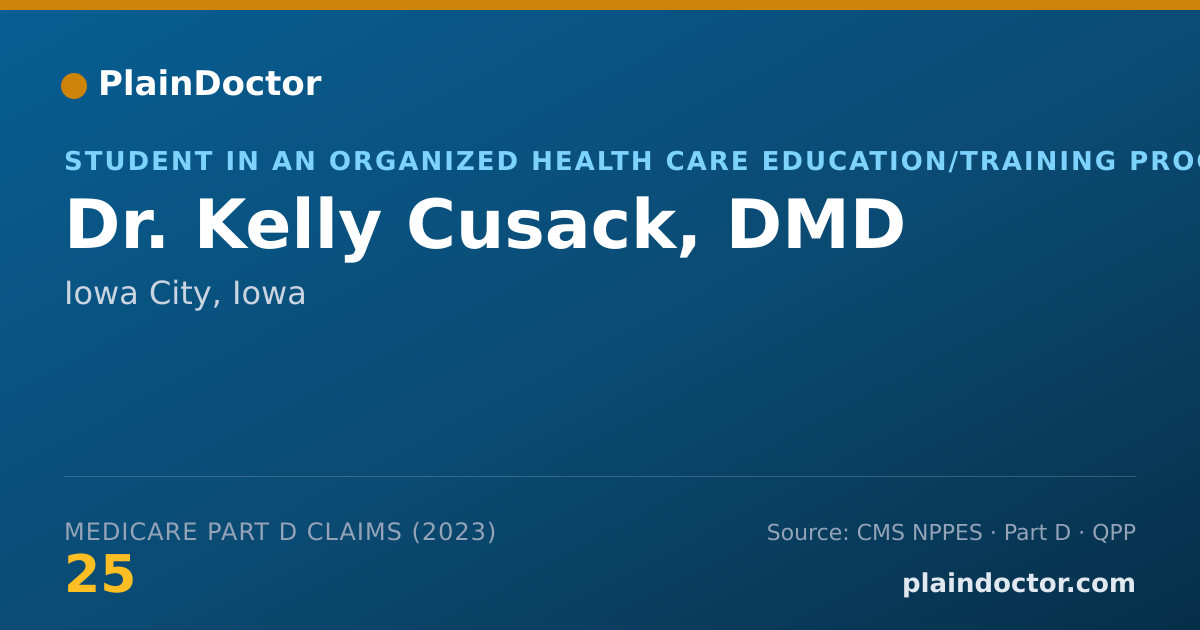 Shareable card for Kelly Cusack, DMD - Student in an Organized Health Care Education/Training Program, Iowa City, IA