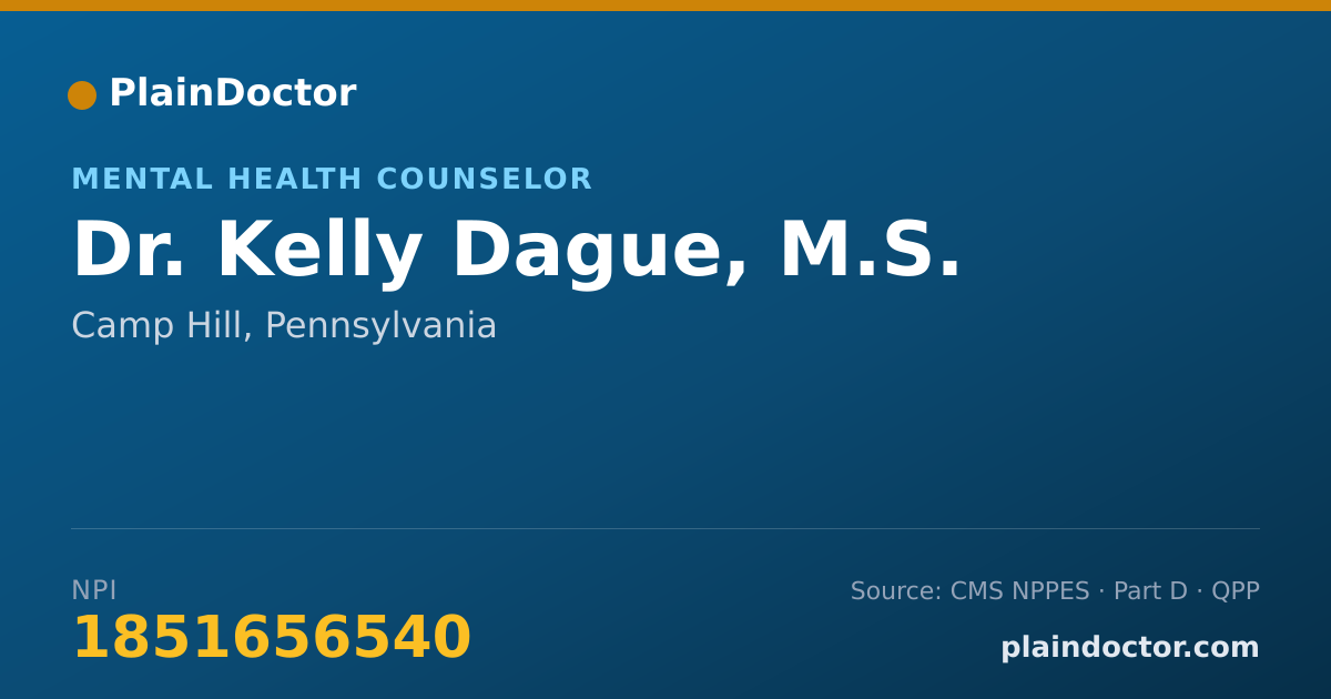 Shareable card for Kelly Dague, M.S. - Mental Health Counselor, Camp Hill, PA