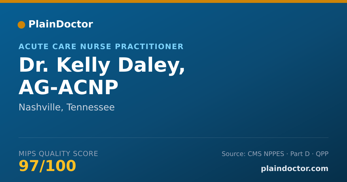 Shareable card for Kelly Daley, AG-ACNP - Acute Care Nurse Practitioner, Nashville, TN