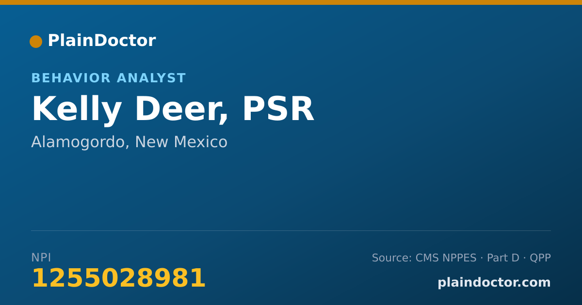 Shareable card for Kelly Deer, PSR - Behavior Analyst, Alamogordo, NM
