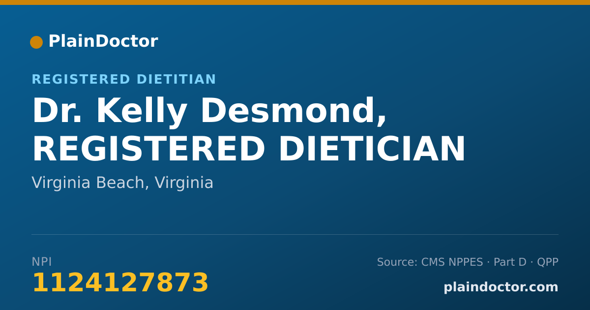 Shareable card for Kelly Desmond, REGISTERED DIETICIAN - Registered Dietitian, Virginia Beach, VA