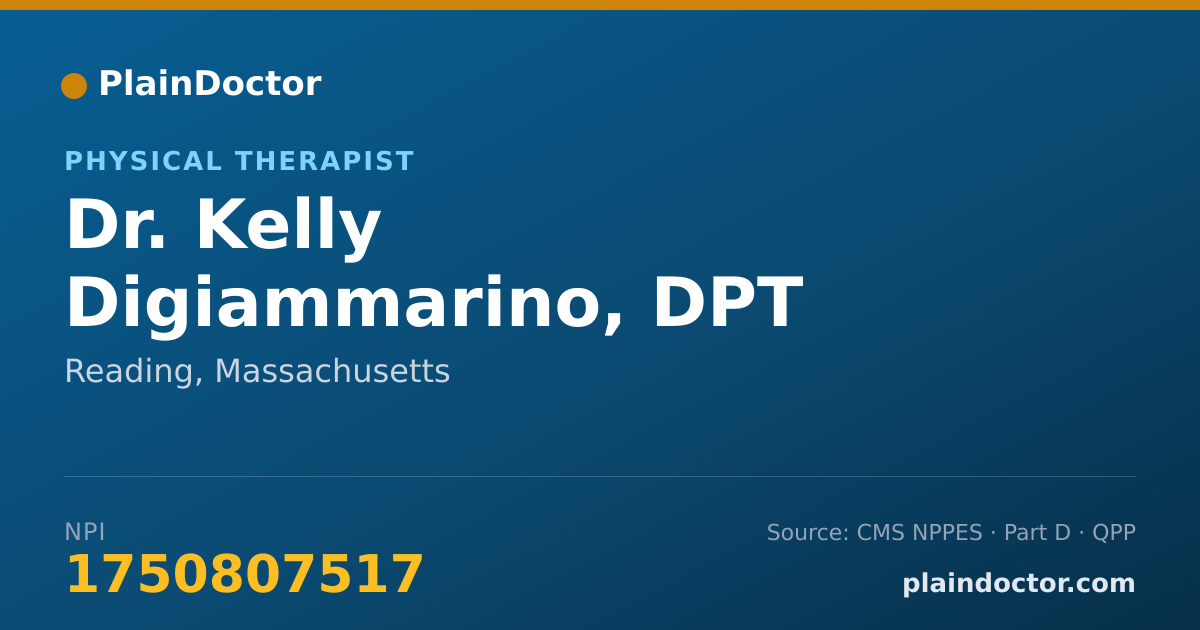 Shareable card for Kelly Digiammarino, DPT - Physical Therapist, Reading, MA