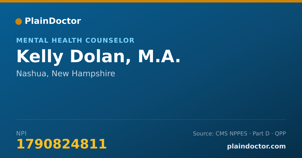 Shareable card for Kelly Dolan, M.A. - Mental Health Counselor, Nashua, NH