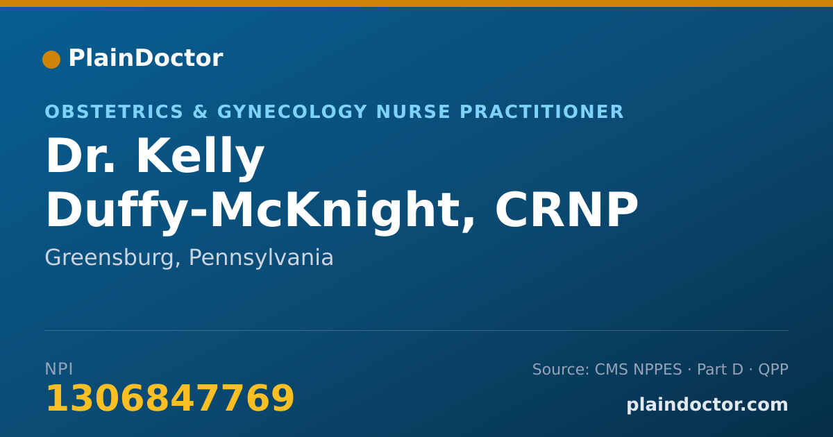 Shareable card for Kelly Duffy-McKnight, CRNP - Obstetrics & Gynecology Nurse Practitioner, Greensburg, PA