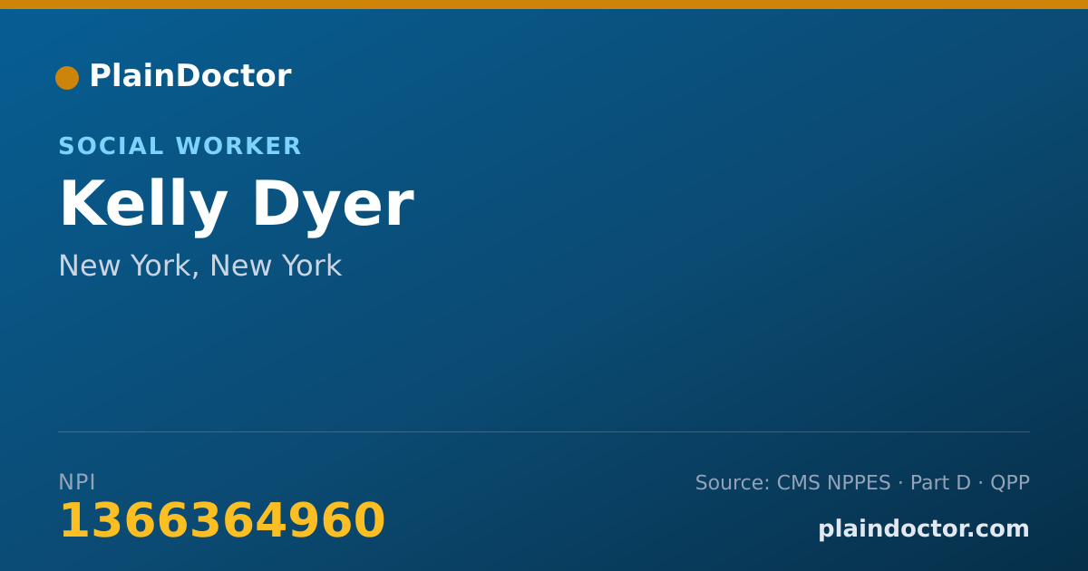Shareable card for Kelly Dyer - Social Worker, New York, NY