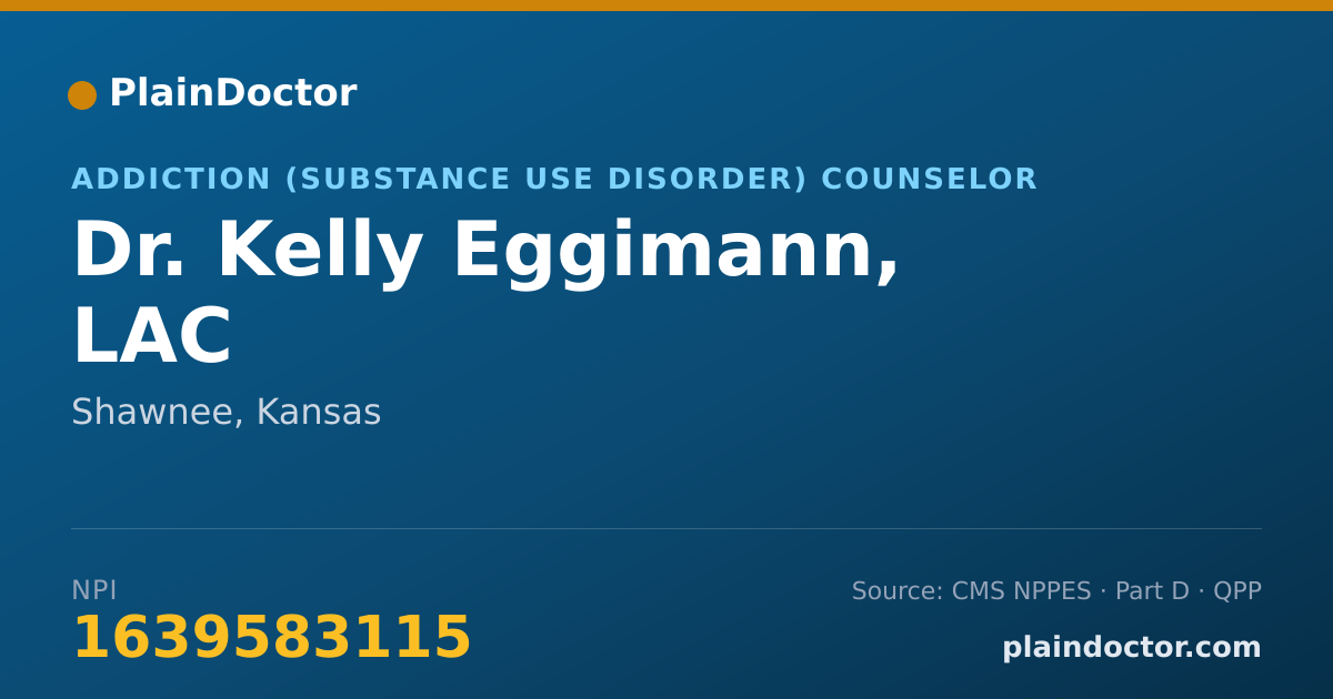 Shareable card for Kelly Eggimann, LAC - Addiction (Substance Use Disorder) Counselor, Shawnee, KS