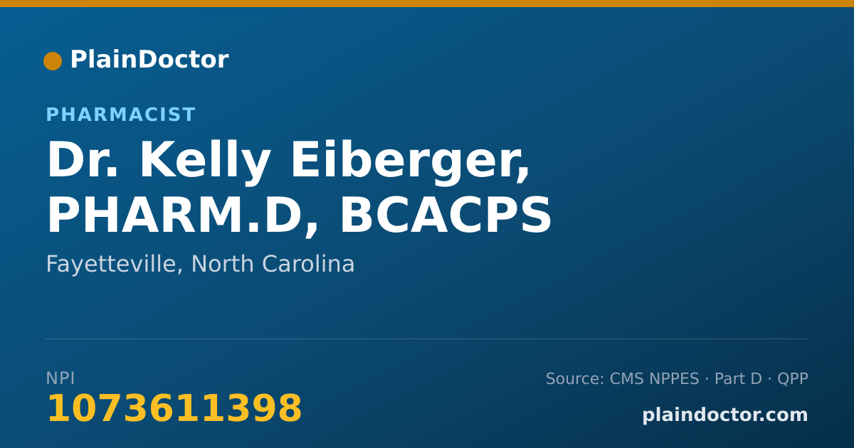 Shareable card for Kelly Eiberger, PHARM.D, BCACPS - Pharmacist, Fayetteville, NC