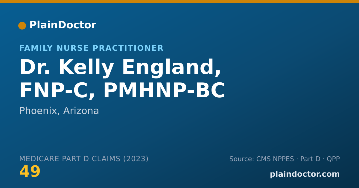 Shareable card for Kelly England, FNP-C, PMHNP-BC - Family Nurse Practitioner, Phoenix, AZ