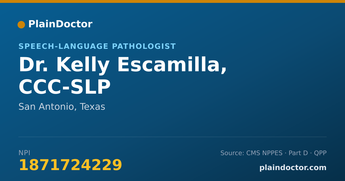 Shareable card for Kelly Escamilla, CCC-SLP - Speech-Language Pathologist, San Antonio, TX